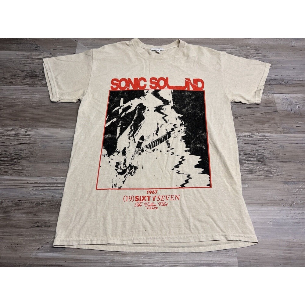 Topshop Sonic Sound T-Shirt 1967 The Cotton Club 7-Late Graphic Rock Tee UK XS